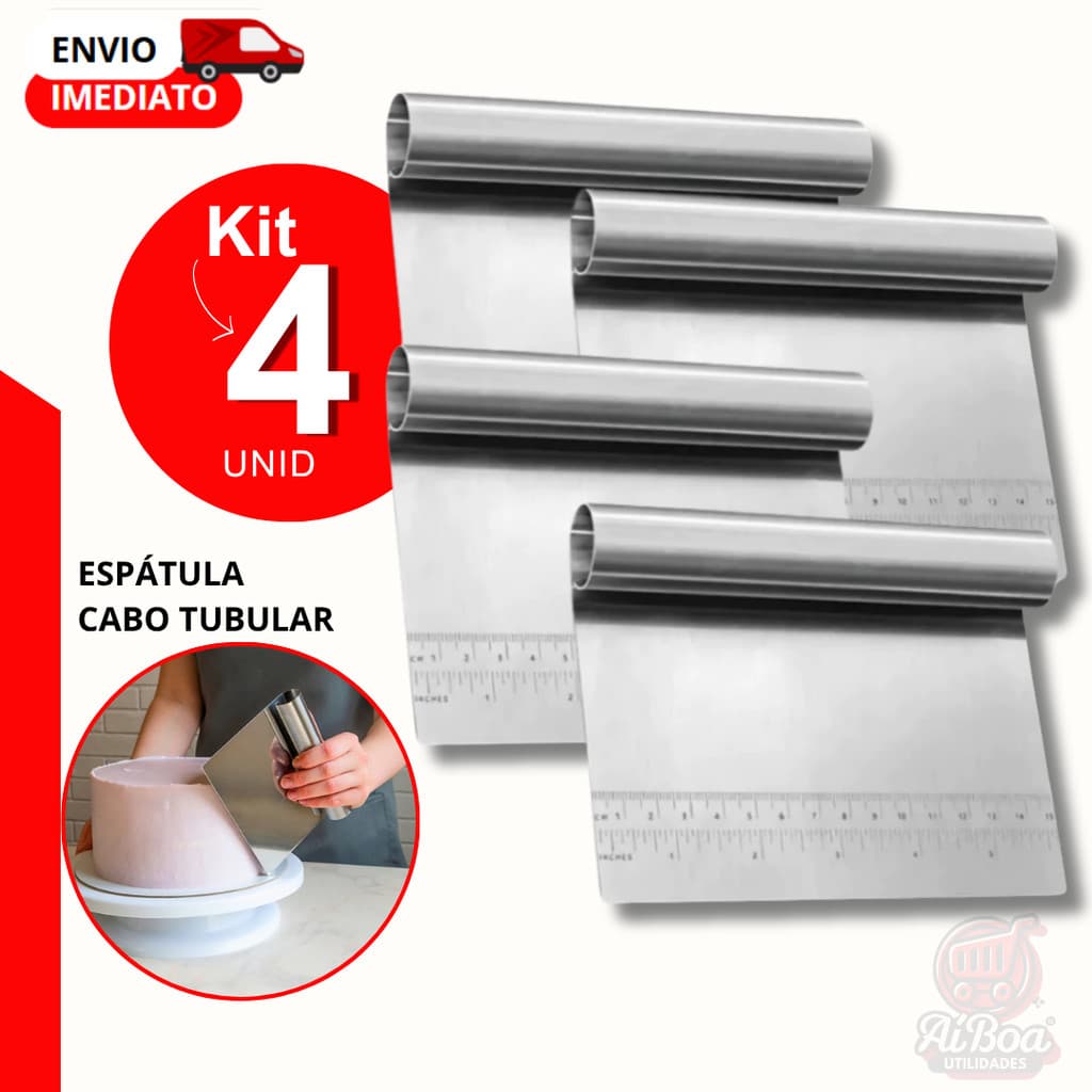 Espátula Tubular Bolos Massas Legumes Chocolate Cabo Tubular pra Confeiteiro Cozinha Restaurante Kit 4, 3 ou 2 unid