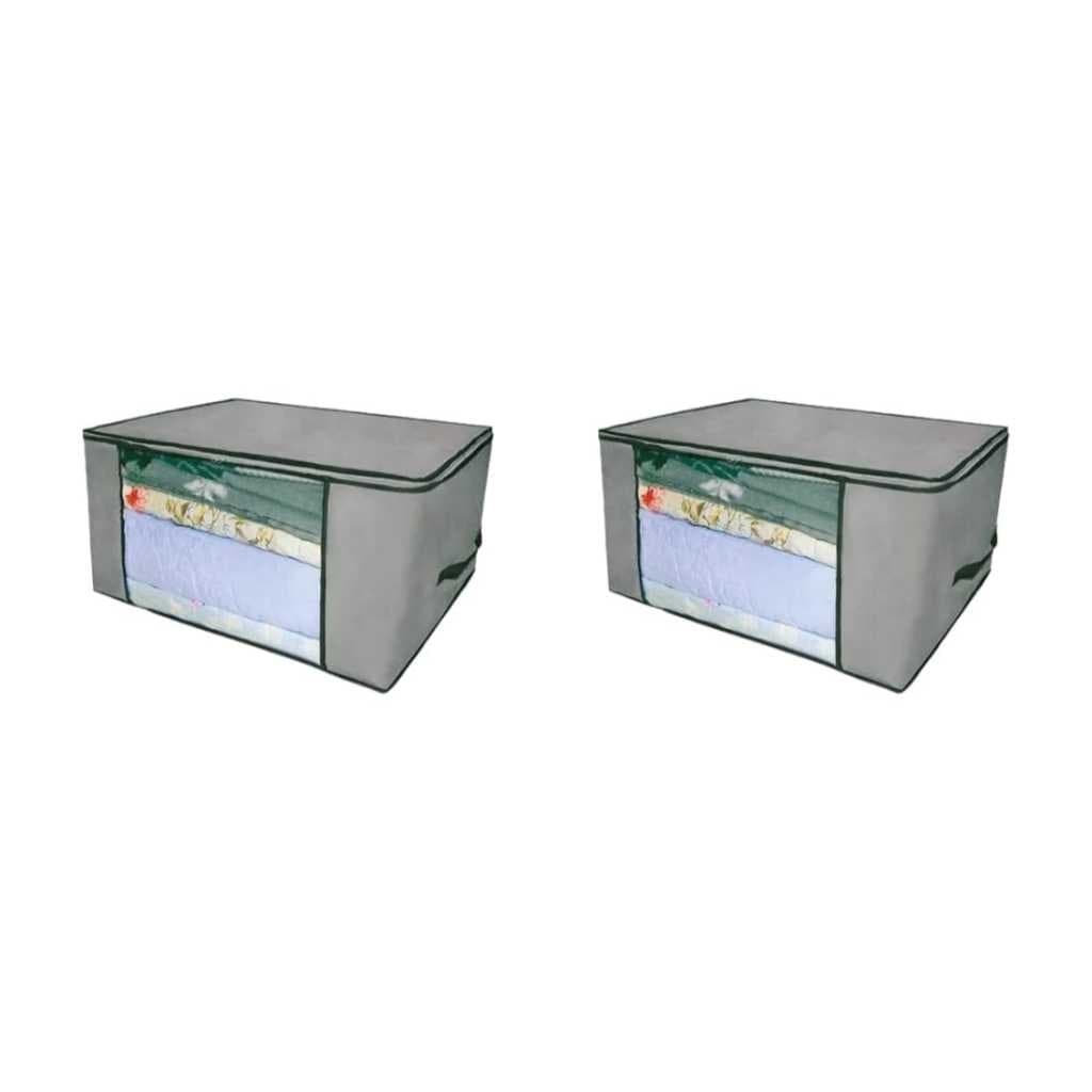 Kit 2 Organizadores Multiuso Cinza Com Zíper TNT 60x45x30cm - Envio 24Hrs!