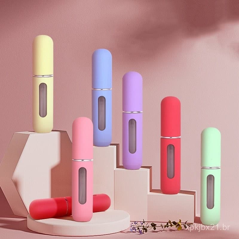 Frasco Atomizador Spray Recarregável Mini Portátil de 5ml, Frasco de Perfume com Fundo, Recipientes Cosméticos Vazios pa