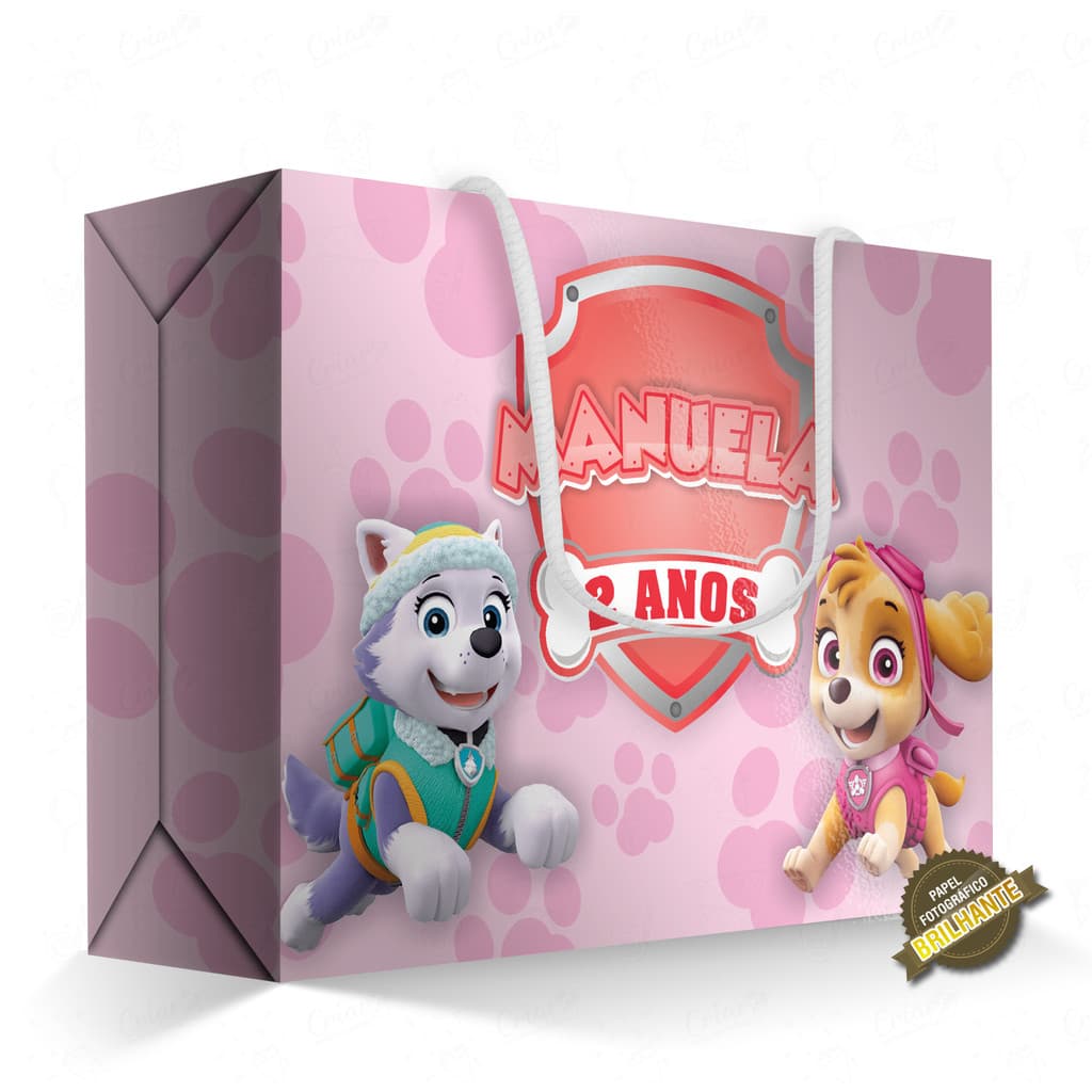 10, 15, 20 ou 25 unid - Caixa Surpresa - Patrulha Canina (Skye e Everest) - [QUALIDADE PREMIUM COM BRILHO] - Sacolinha