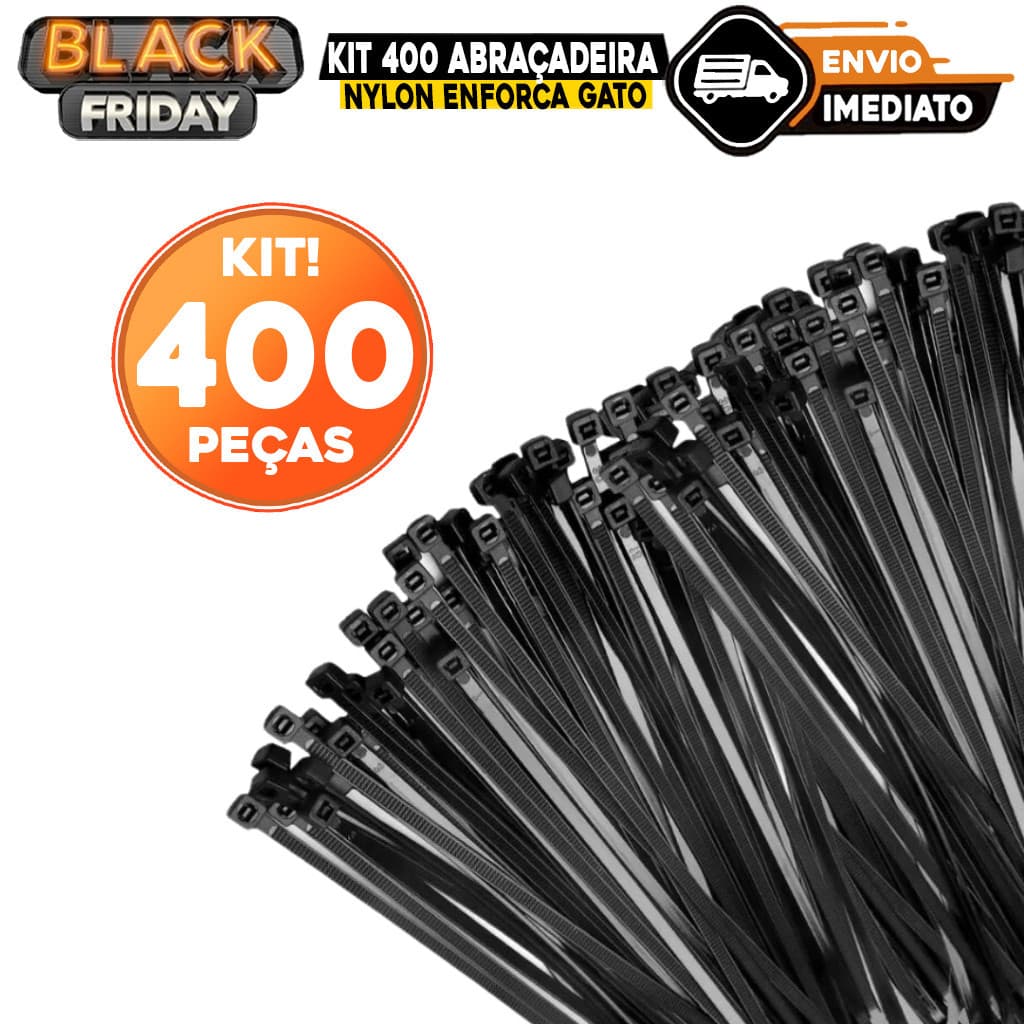 Kit 400 Abraçadeira Enforca Gato De Nylon 400 Unidades 3,6x250mm