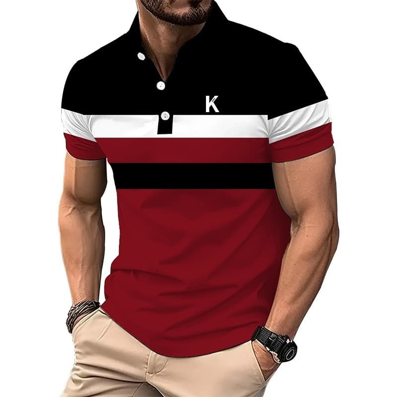 Camisa Polo De Manga Curta Estampada Moda Verão Para Homens
