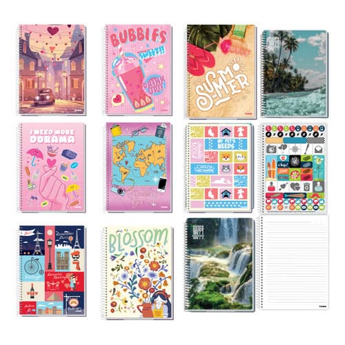 Kit 10 Caderno Espiral Estampas pautado 96folhas universitario escolar feminino