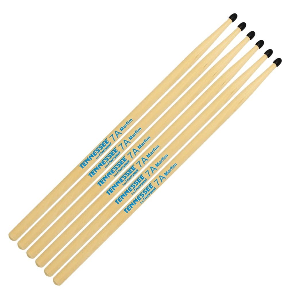 Baqueta 7A Leve Resistente Liverpool Marfim 3 Pares Ponta de Nylon