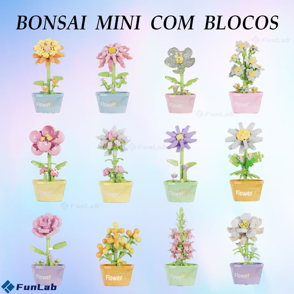 Flores Artificiais FunLab Mini Blocos De Construção Conjunto De Pássaros Presente Criativo Para Crianças