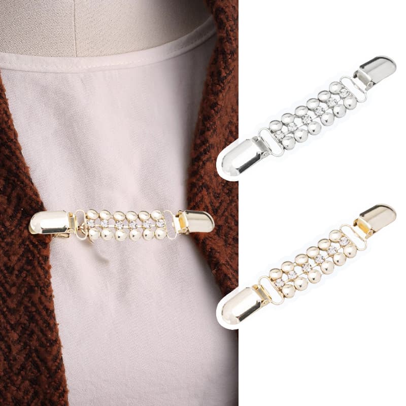 Strass Suéter Pino Xale Clipe vintage Feminino Diamante Incrustado Cachecol Fivela anti-Exposição Broche Colarinho Acess