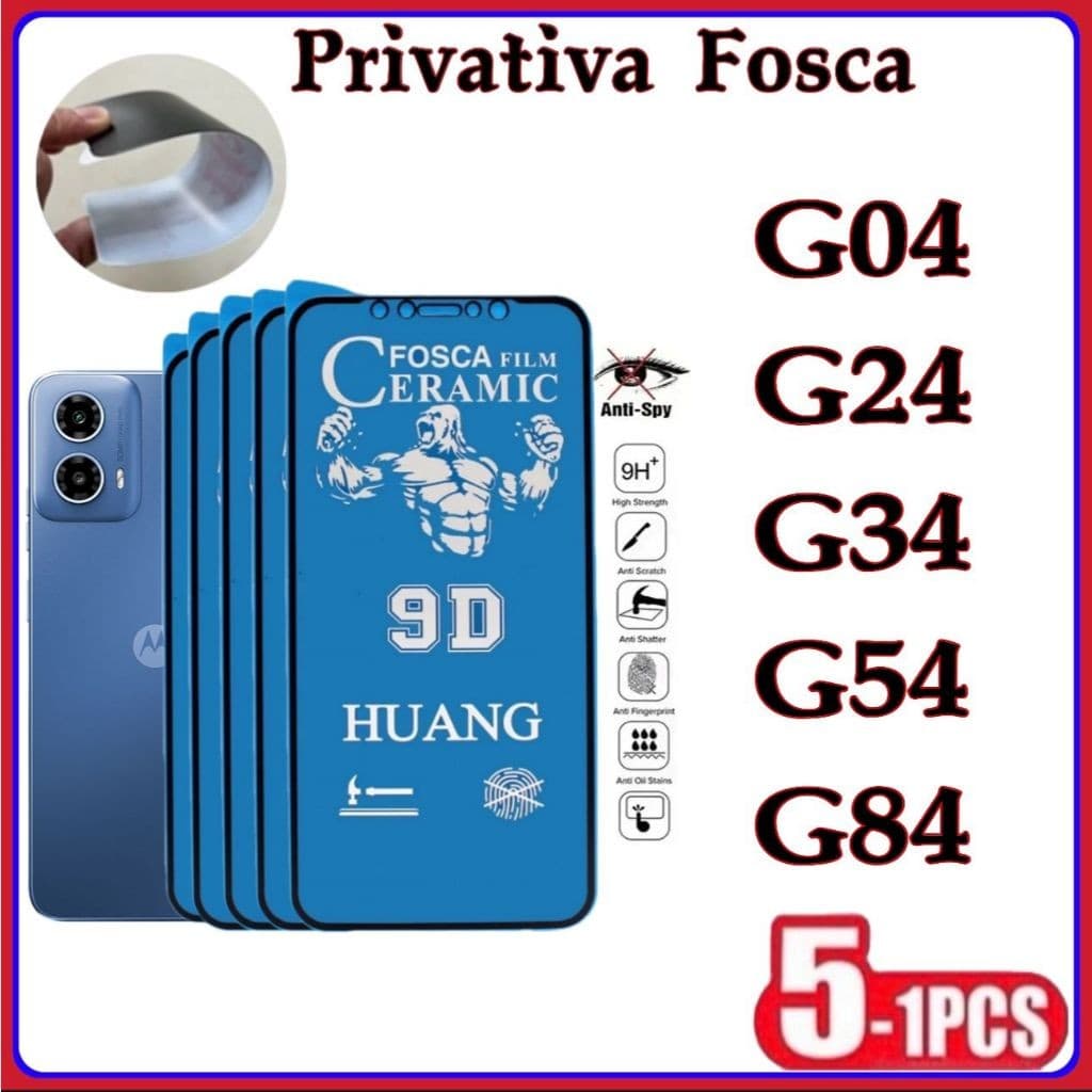 Película Privativa Fosca Anti-Spy Matte Cerâmica Hidrogel MOTO G04 G24 G34 G54 G84