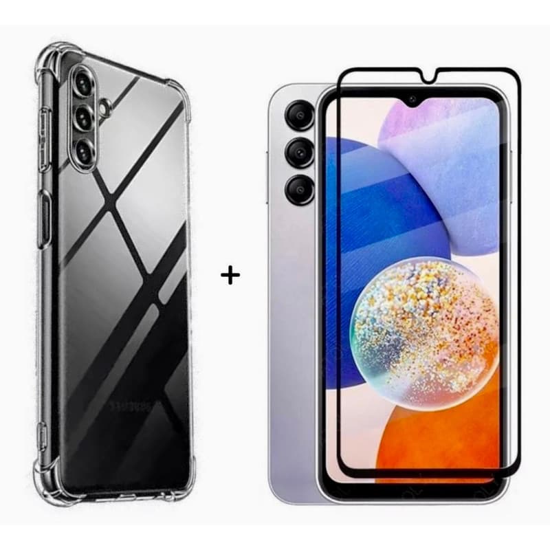 Capa Capinha case transparente + Película de Vidro 3D Samsung A14 5g