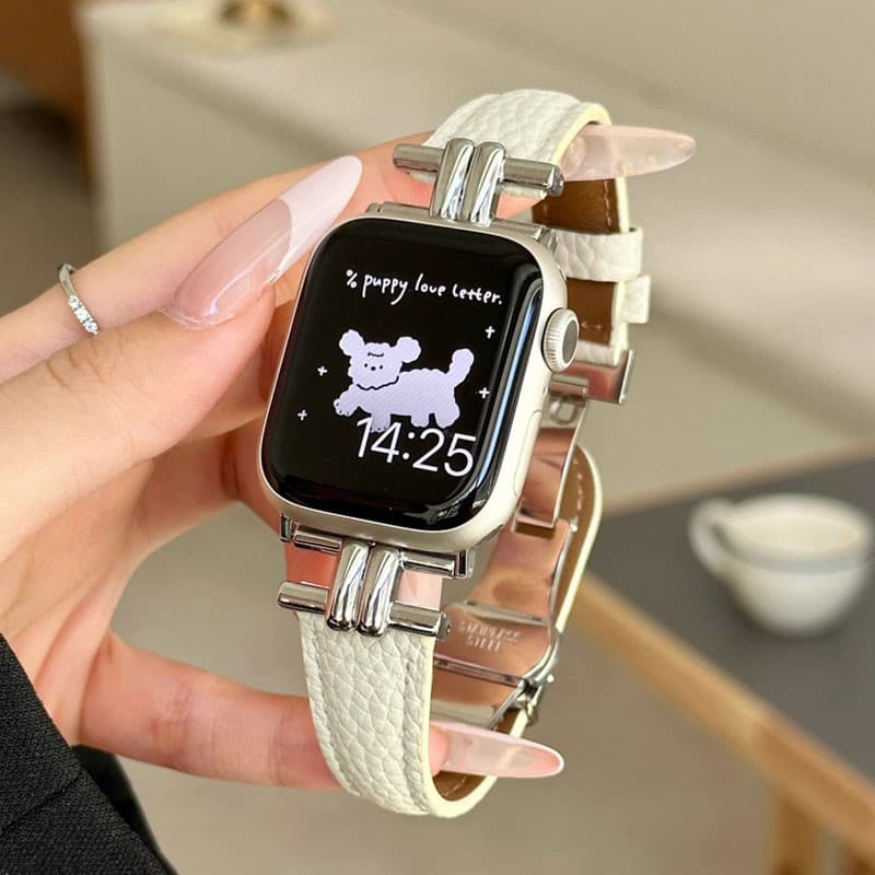 NiSTAR Lichee Padrão Pulseira De Couro Dobrável Com Fivela De metal Para Apple watch Ultra 2 S10 9 8 7 6 SE 5 4 3 2 1 ,