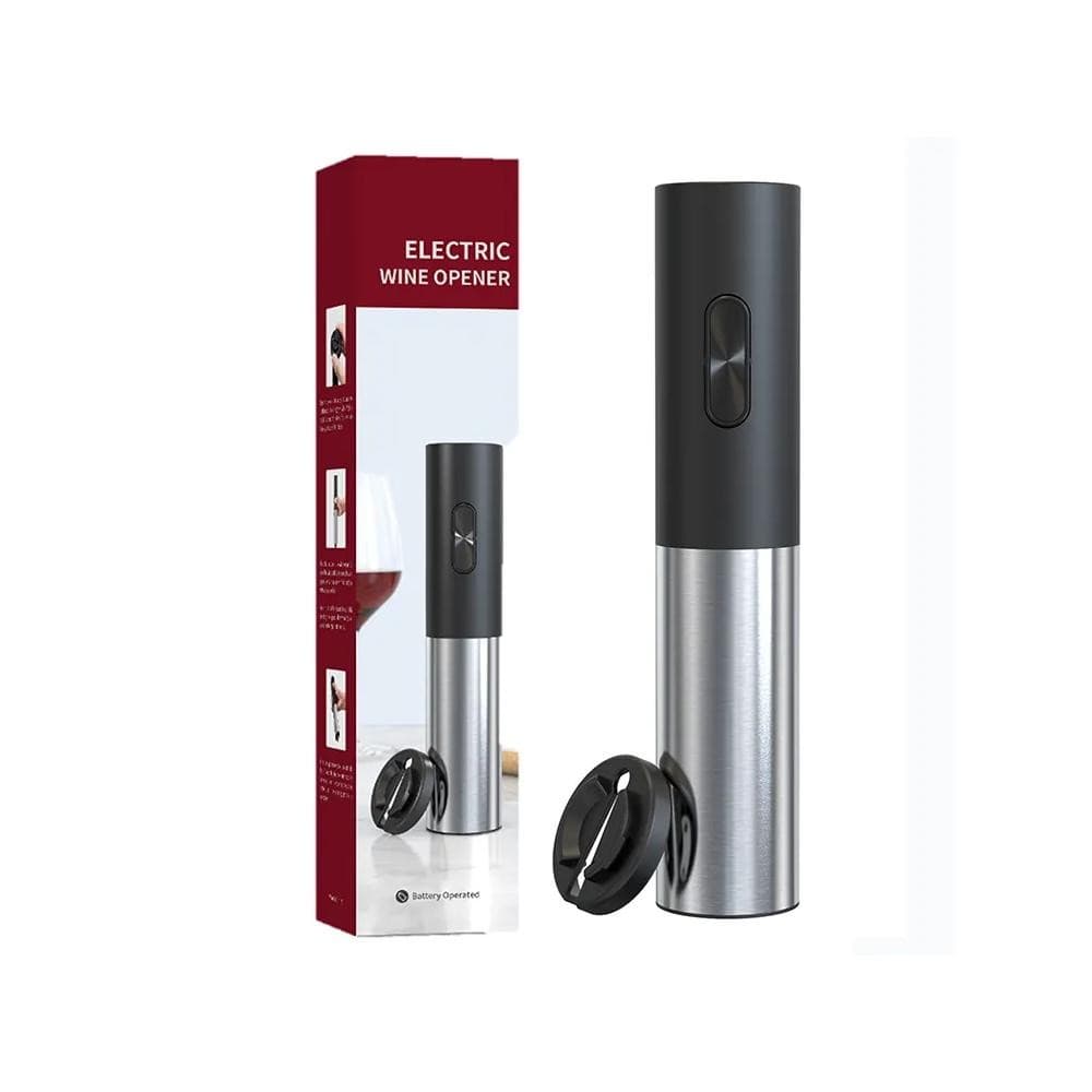 ABRIDOR VINHOS ELETRICO ADEGA A PILHA SACA ROLHAS AUTOMATICO PORTATIL INOX PREMIUM