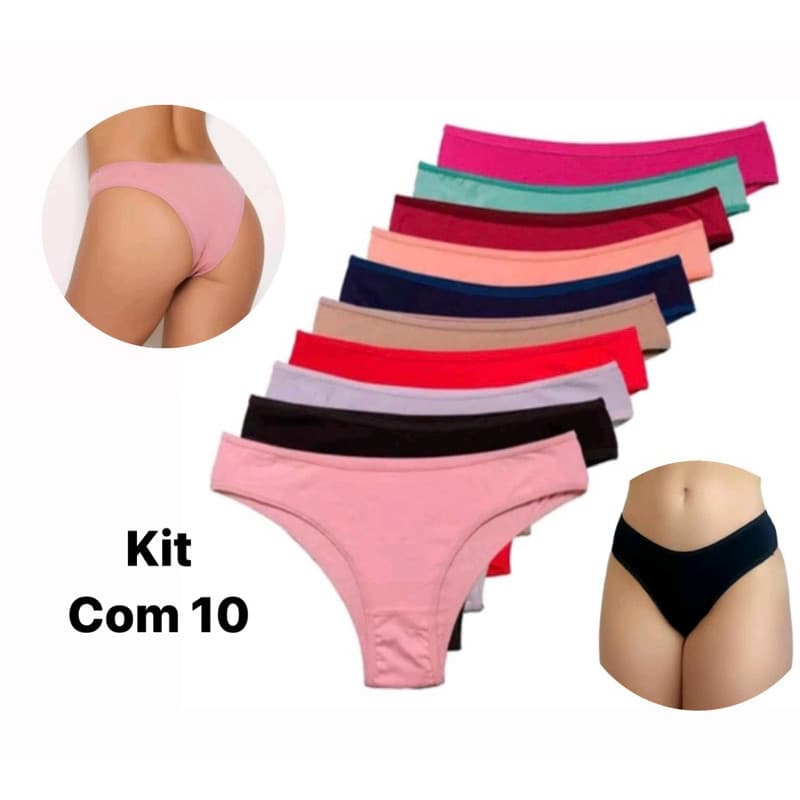 Kit calcinhas conforto lisa basica fabricada em suede promoção