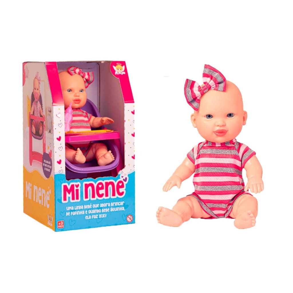 Boneca Mi nene cadeirão e xixi Anjo Brinquedos