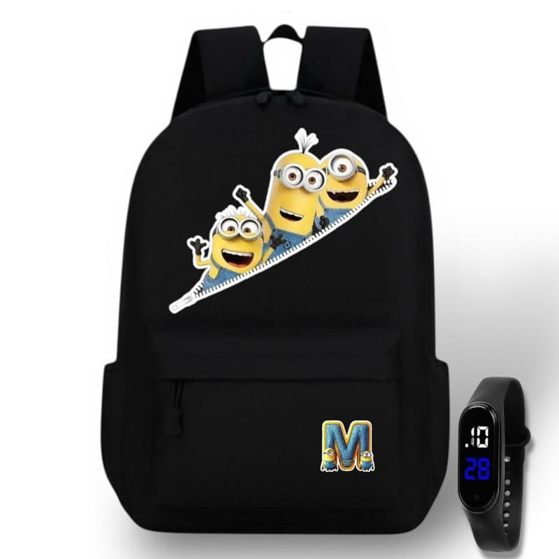 Mochila infantil + Relógio Digital prova d’água Escolar Passeio Espaçosa Resistente