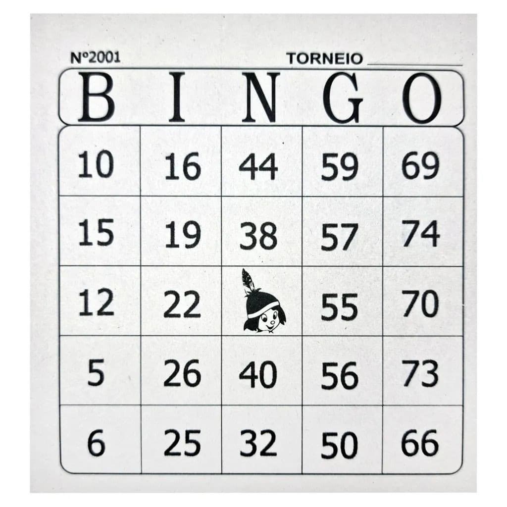 Cartelas De Bingo Bloco c/100 un Tamaio