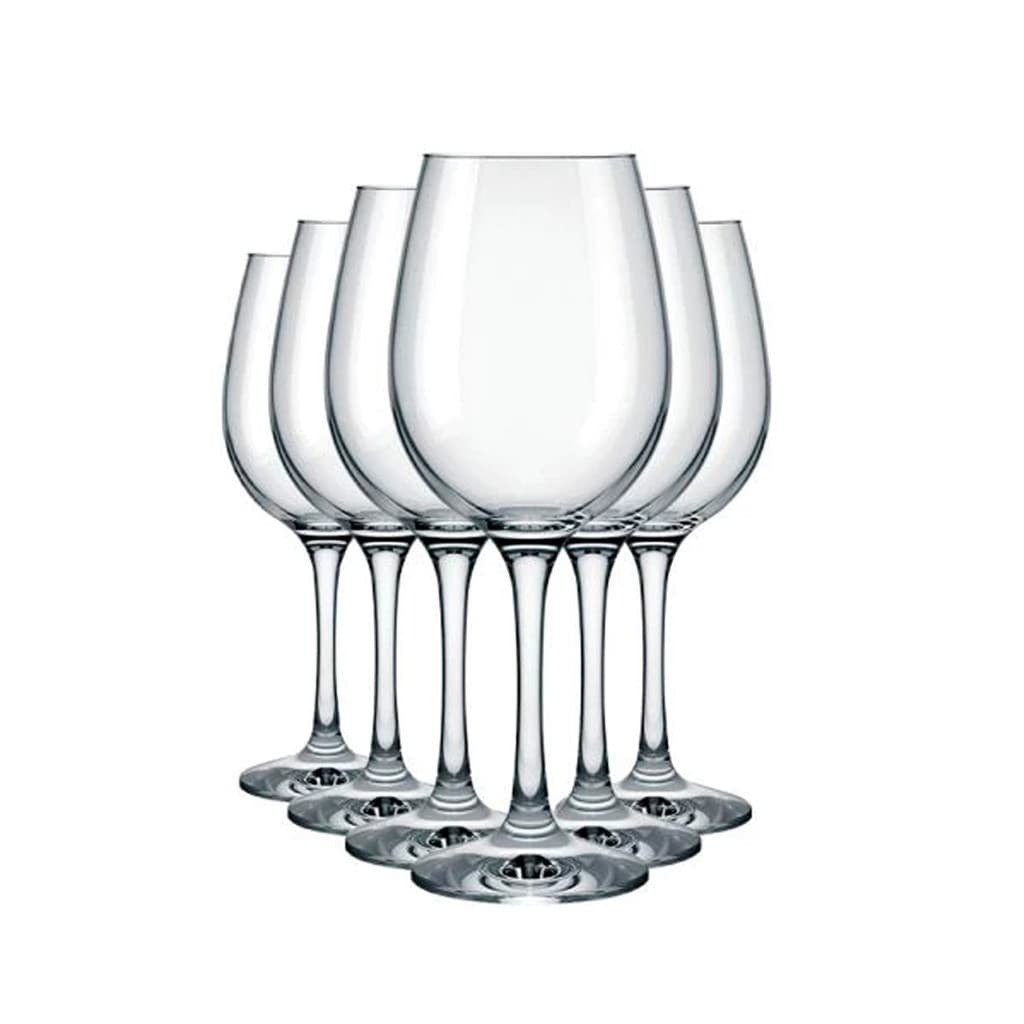 Jogo 6 Taças Barone 490ml Vinho Água Vidro Cristalino Elegante Mesa Posta Decoração Nadir
