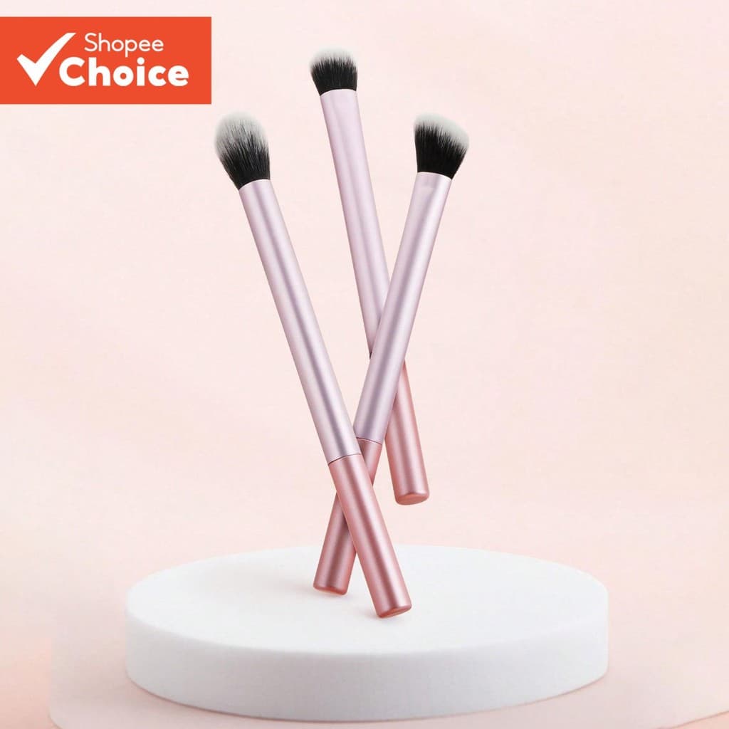 Conjunto De Pincéis De Maquiagem Rosa 3 Unidades Destaque Corretivo De Sombra Presente Ideal Para Amantes