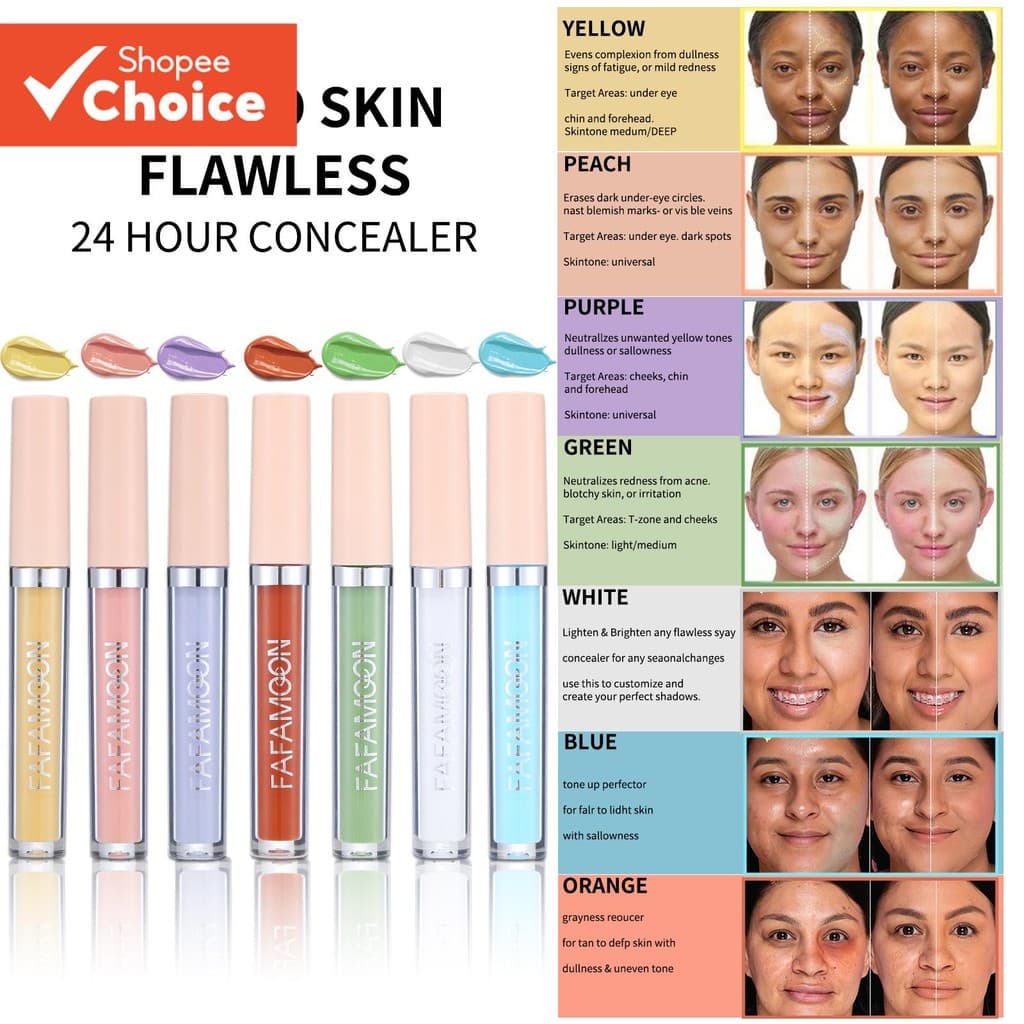 Paleta De Cores Líquidas Corretivas (7 Tons) : Cobertura De Olheiras , Ocultação De Manchas , Longa Duração , Tom De Pel