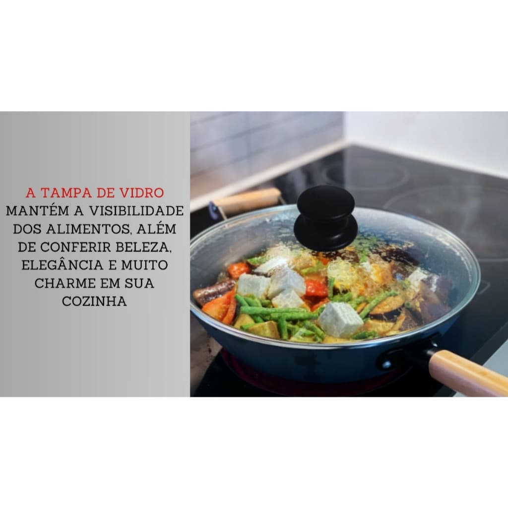 Tampa Vidro Temperado Multitamanho para Panela Frigideira Caçarola