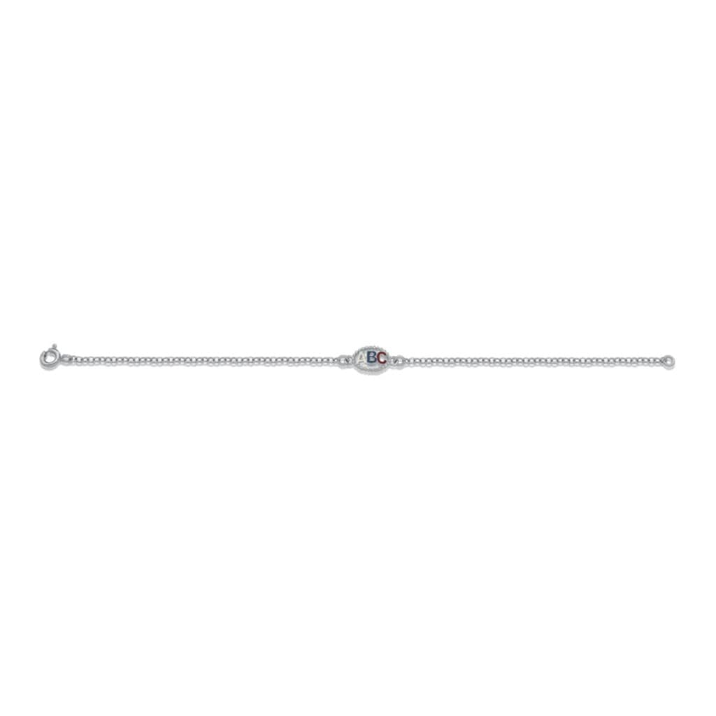 Pulseira Infantil Prata 15cm com Placa Oval 'ABC' Resinado