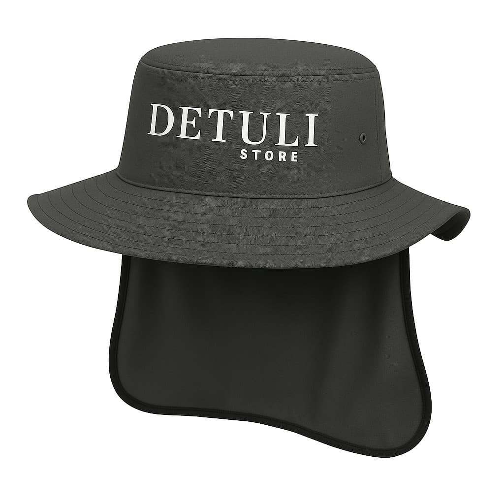 Chapéu Pescador Detuli Outdoor Com Protetor de Pescoço Cinza - Leve e Respirável