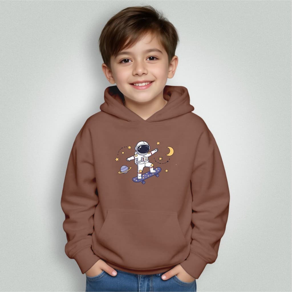 Moletom Infantil Bolso Canguru Com Capuz Menino Menina Astronauta Estrelas Skate Envio Imediato
