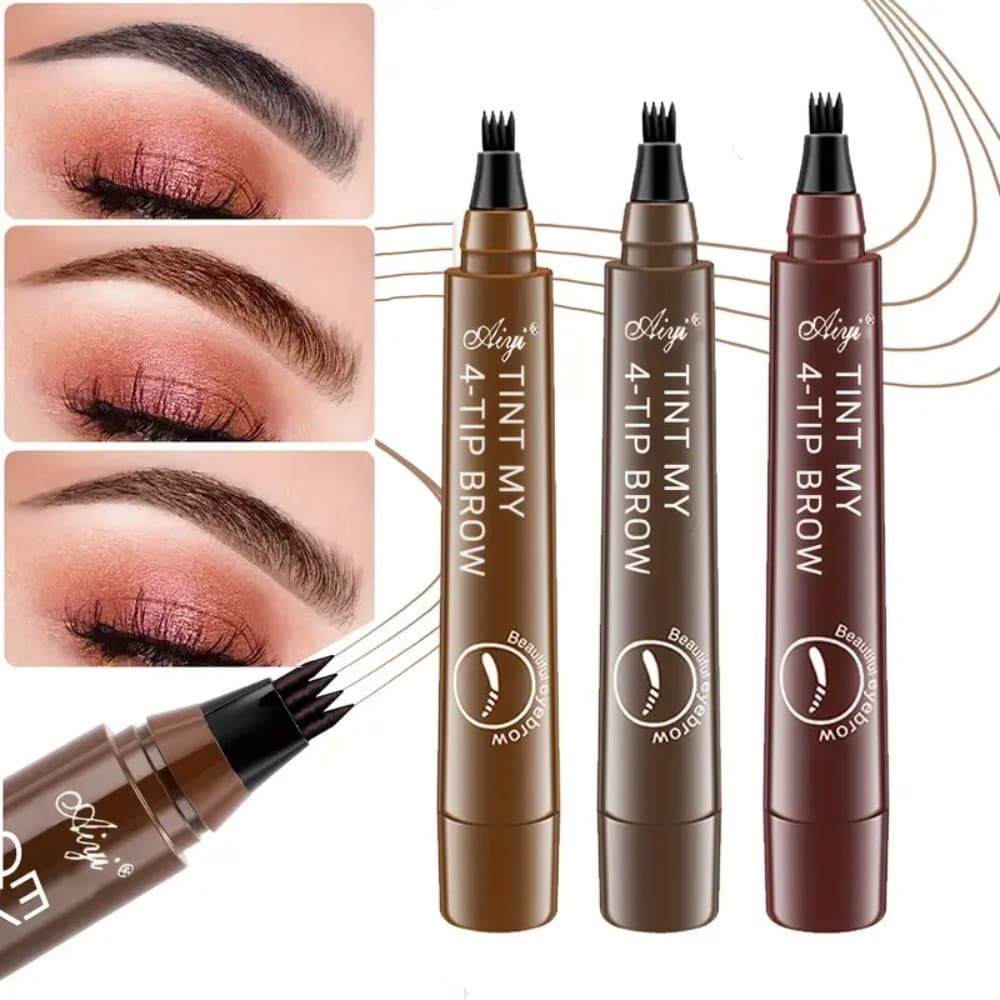 Lápis De Sobrancelha De 4 Pontos , Caneta Líquida De Tatuagem De Maquiagem À Prova D'água , Delineador Cosmético