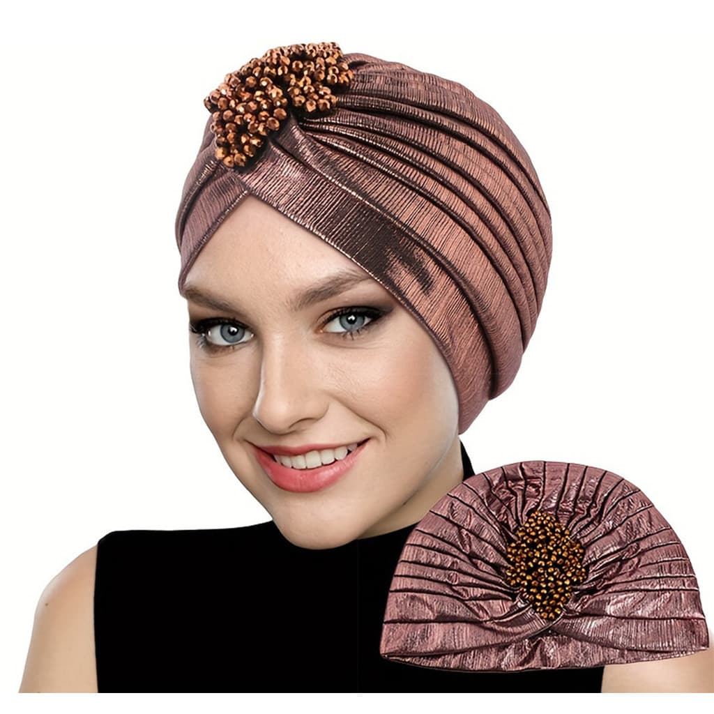 Chapéu Bandana Plissado Vintage Macio Pré-Amarrado Nó Turbante Capa Envoltória Para Mulheres E Meninas Presente