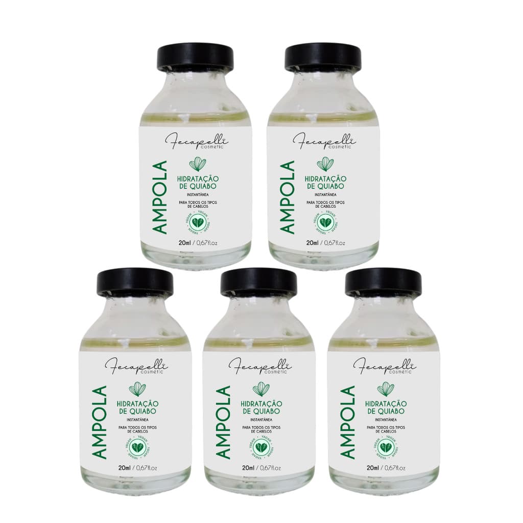 Kit Hidratação Instantânea Quiabo, nutrição e reconstrução Ampola Mágica 5 Un
