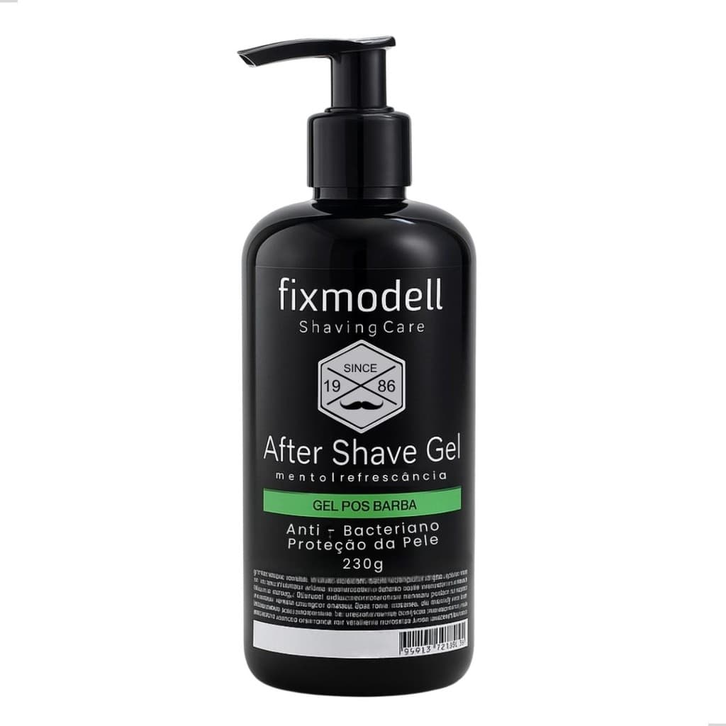 Gel Pós Barba Profissional Mentol Fixmodell 230g After Shave Refrescante Kit 3/6/12
