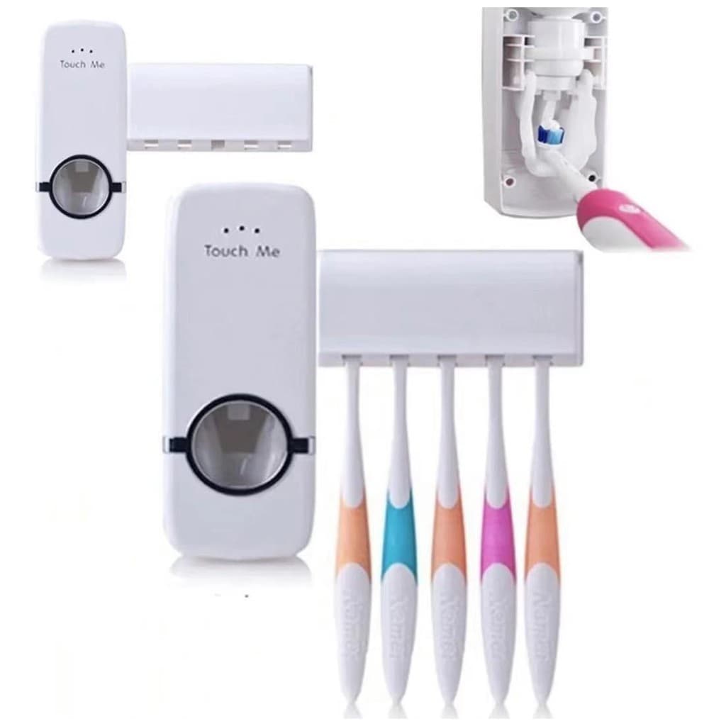 Dispenser Pasta Dente Automático com Porta Escova de Dentes para até 5 Escovas Maior Saúde Buca/Suporte Para Escova