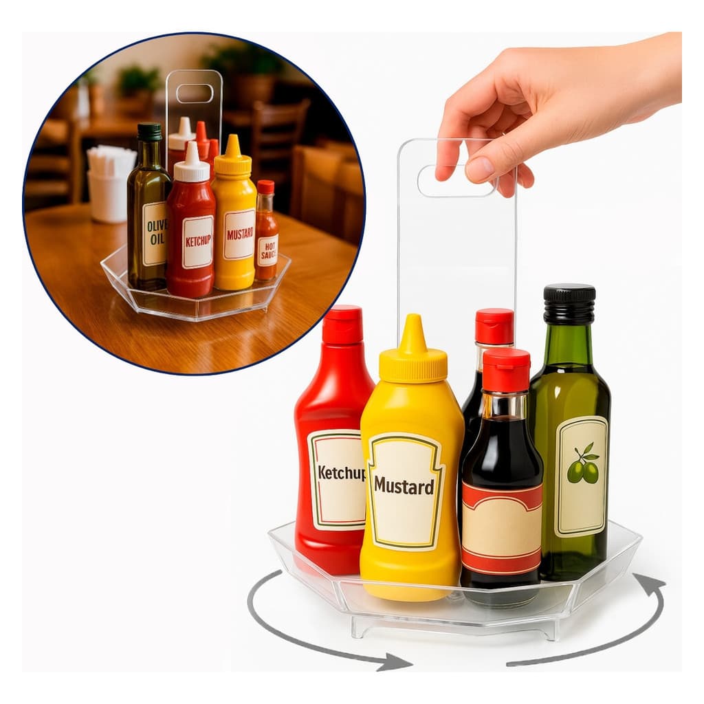 Organizador Giratório Molho Azeite Mesa Restaurante Bandeja Porta Condimentos Temperos