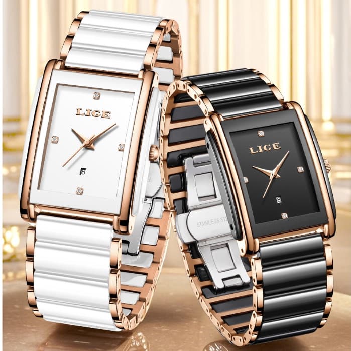 LIGE Moda Relógio Para Mulheres Pulseira De Cerâmica Luxo Senhoras Relógios De Quartzo Presentes