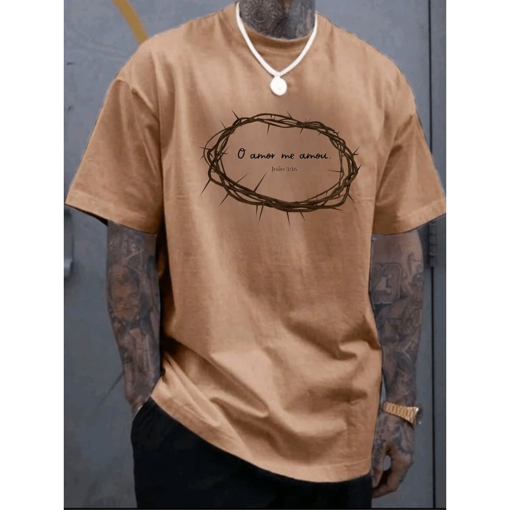 Camiseta Masculina São João 3:16 O Amor me Amou Religião Cristão Biblia 100% Algodão Estampado