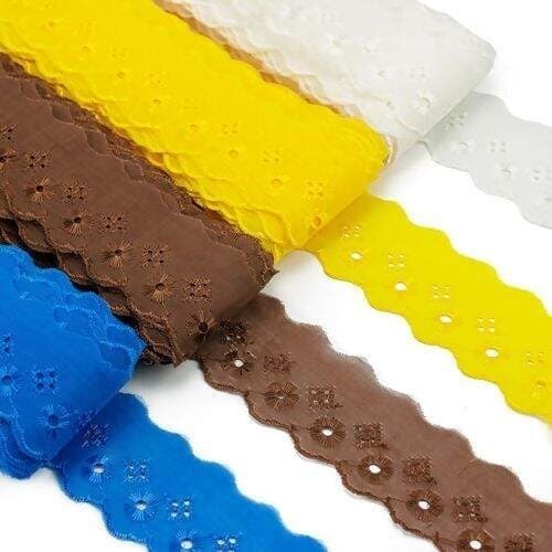 Bordado Inglês 5cm Largura Renda de Lese Várias Cores Peça 13,70m Ref.BP065