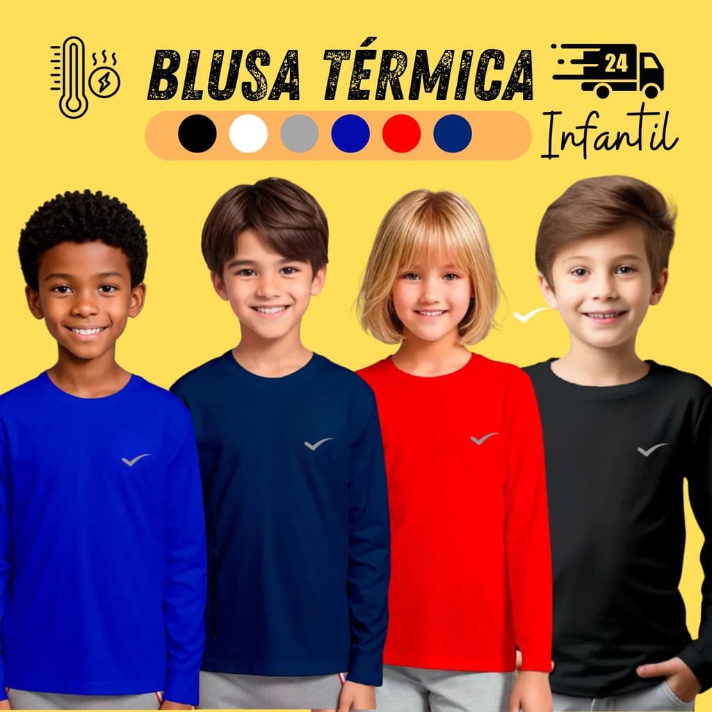 Camisa Térmica Infantil Segunda Pele Proteção Solar UV 50+ Manga Longa