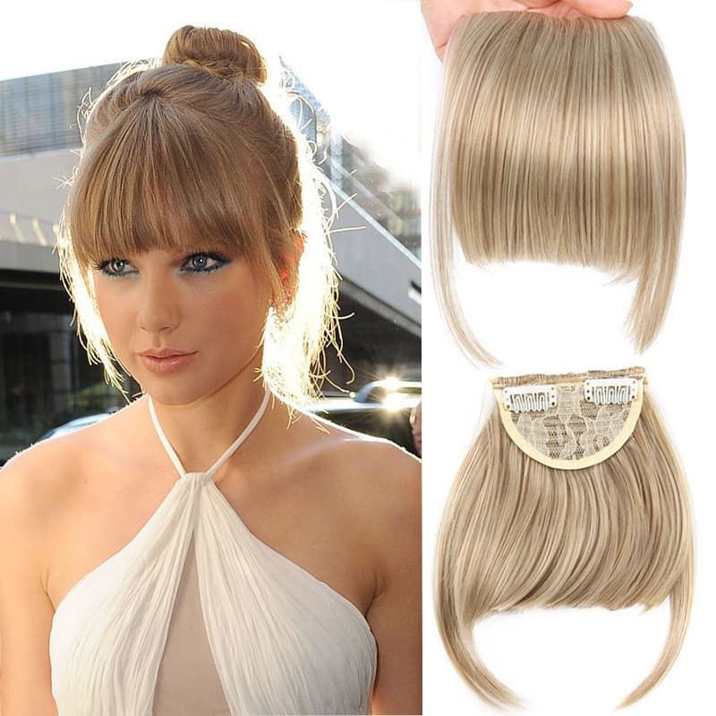 Natural Franja de Cabelo Peruca Franja Feminina Invisível Cabelo Franja tic tac liso Peruca Falsa