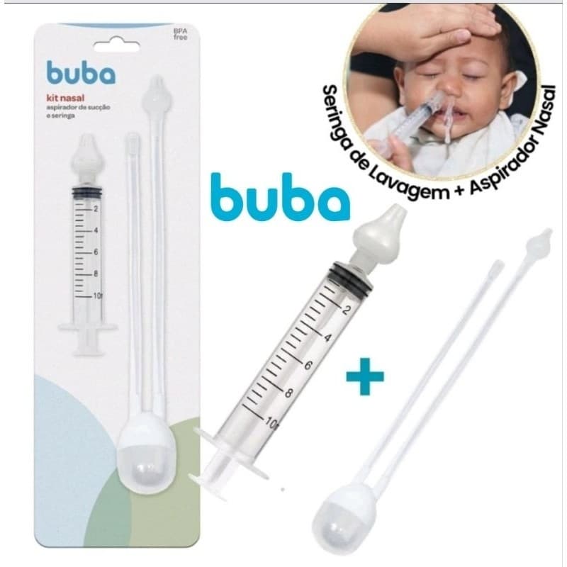 Kit Aspirador nasal bebê+ seringa de lavagem nasal Buba +Brinde da Loja