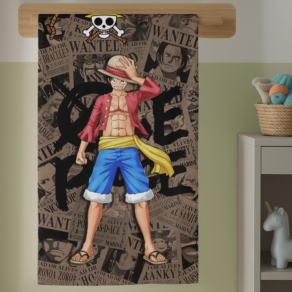 Toalha de Praia Estampada Anime Pirata Infantil Tecido Leve Grande Para Banho Praia Piscina