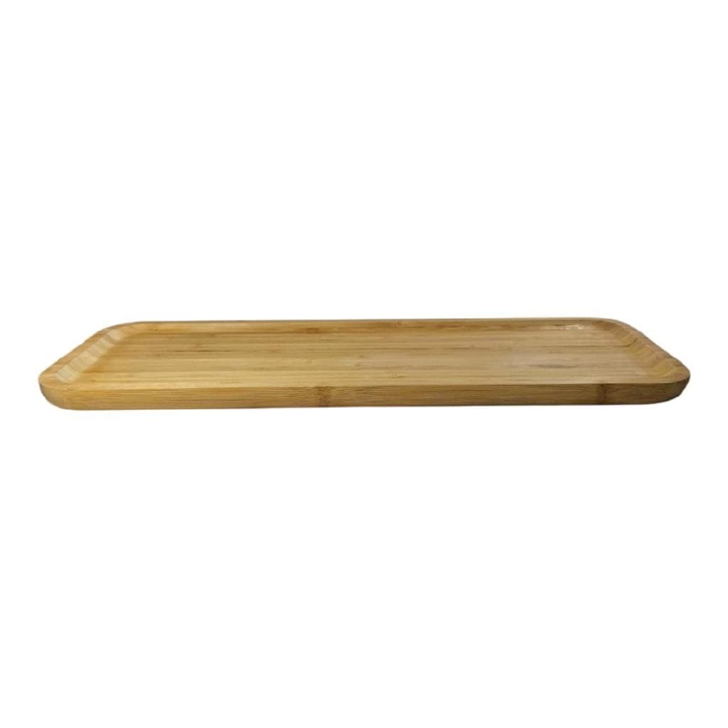 Bandeja Retangular Rasa De Bambu Cor Madeira 44,5cm Servir Café Cozinha Petisqueira Porta Petisco
