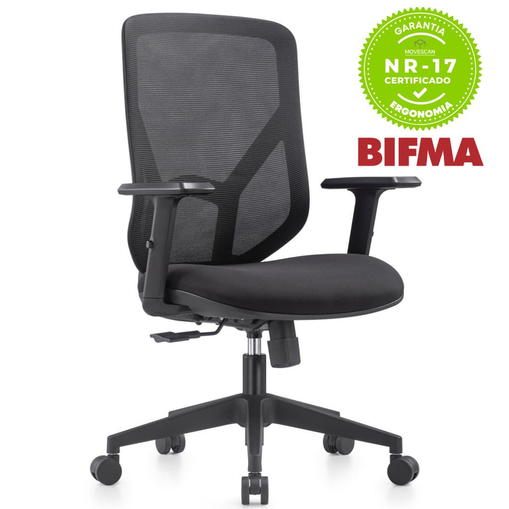 Cadeira de Escritório Ergonômica com NR17 Diretor Alpha Movescan  Preto