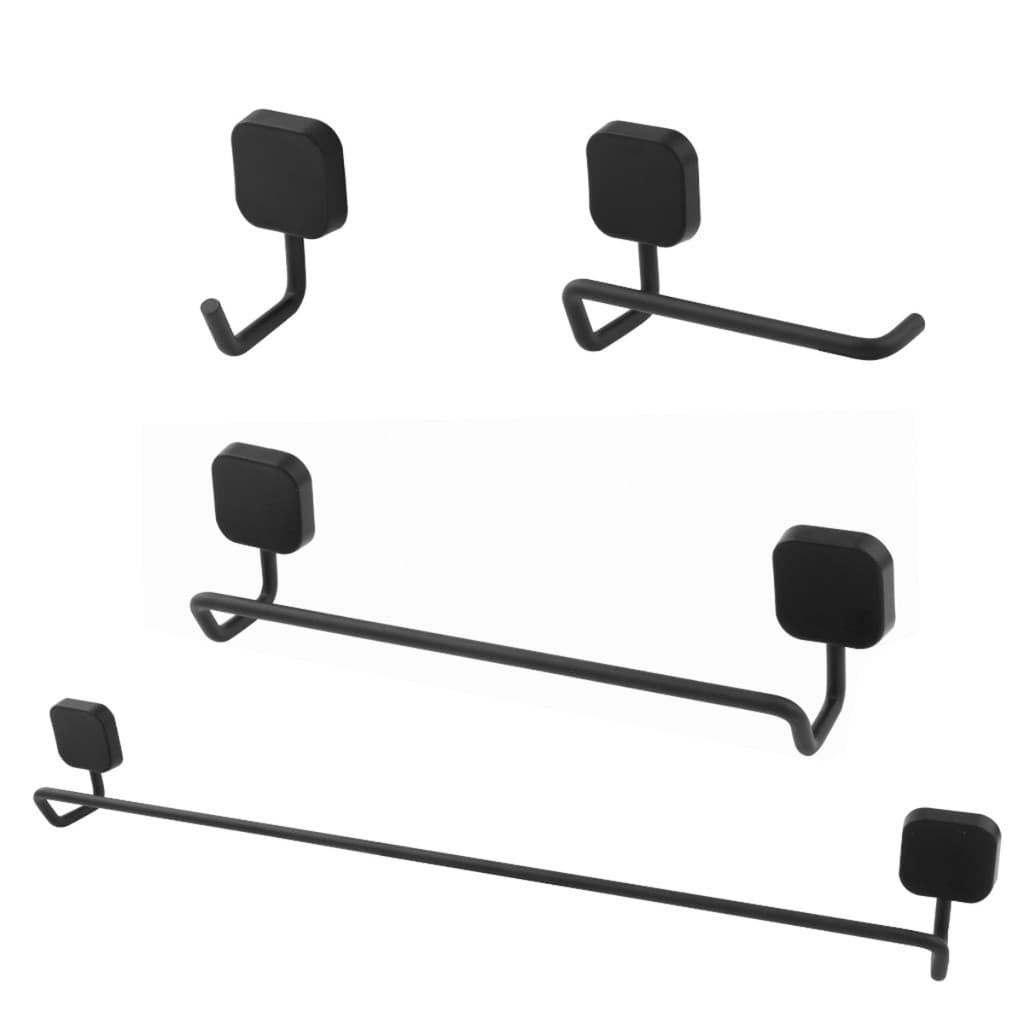 Kit Completo Banheiro 4 Peças Venezza Preto Fosco – Moderno e Prático
