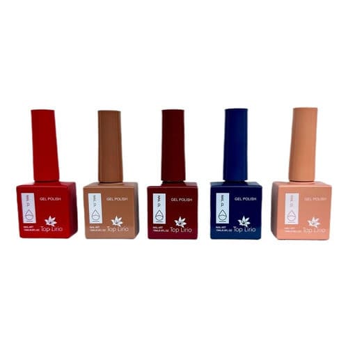Kit 5 Esmaltes Top Lirio Quadrado Nail Gel Polish 15 Ml
