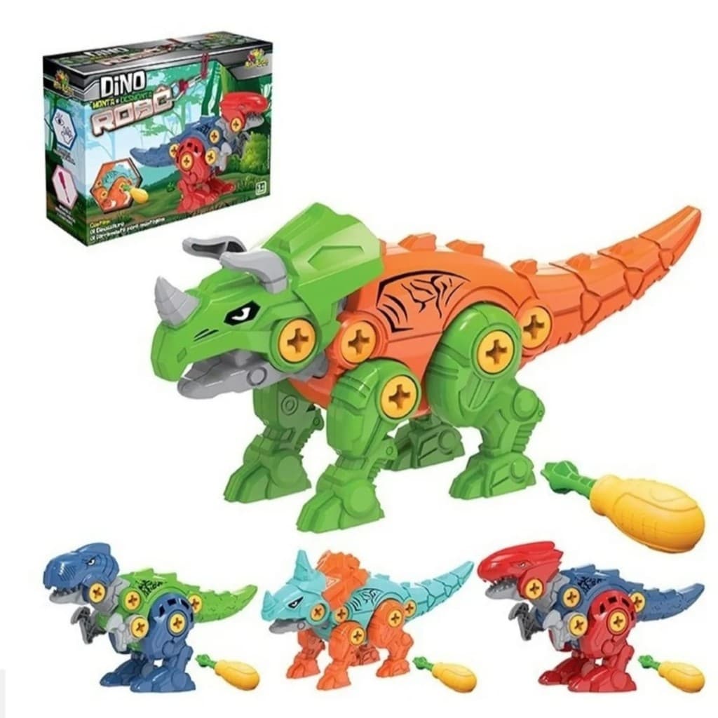 Dinossauro Montar E Desmontar Brinquedo Menino Com Chave 12 de Peças