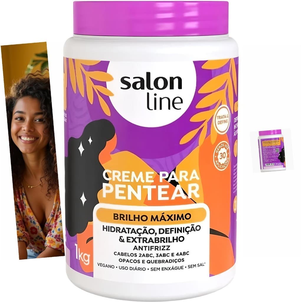 Creme para Pentear Salon Line Brilho Máximo 1kg Hidratação Profunda Brilho Radiante Maciez Extrema