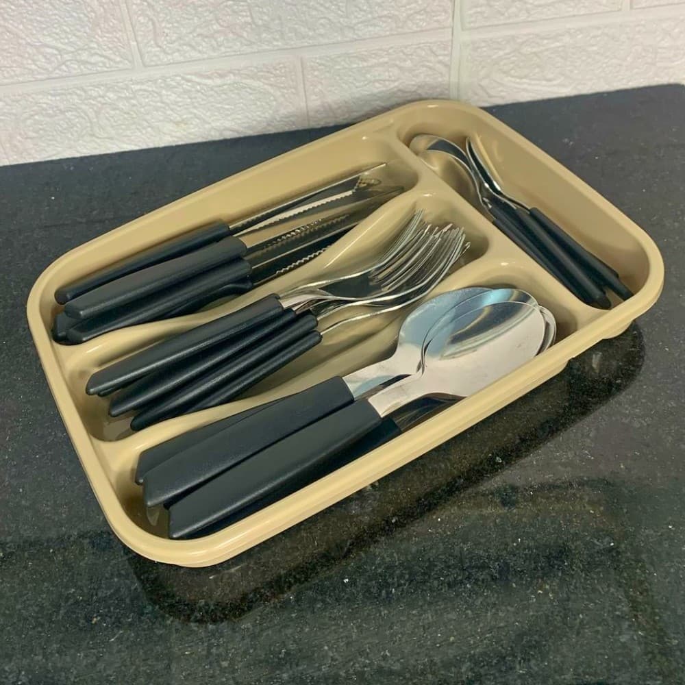 Organizador Porta Talher Gaveta Com Tampa 4 Compartimento Inplast