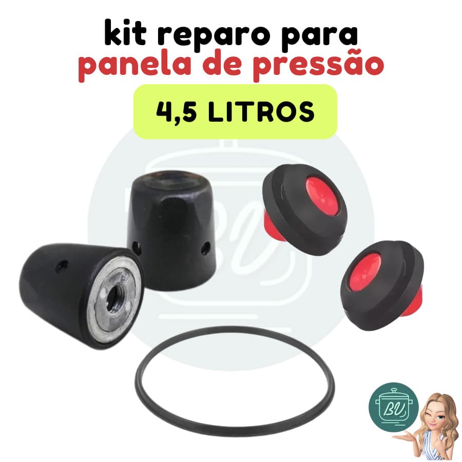 Kit reparo para panela de pressão (borracha, peso e válvula) 4,5 litros