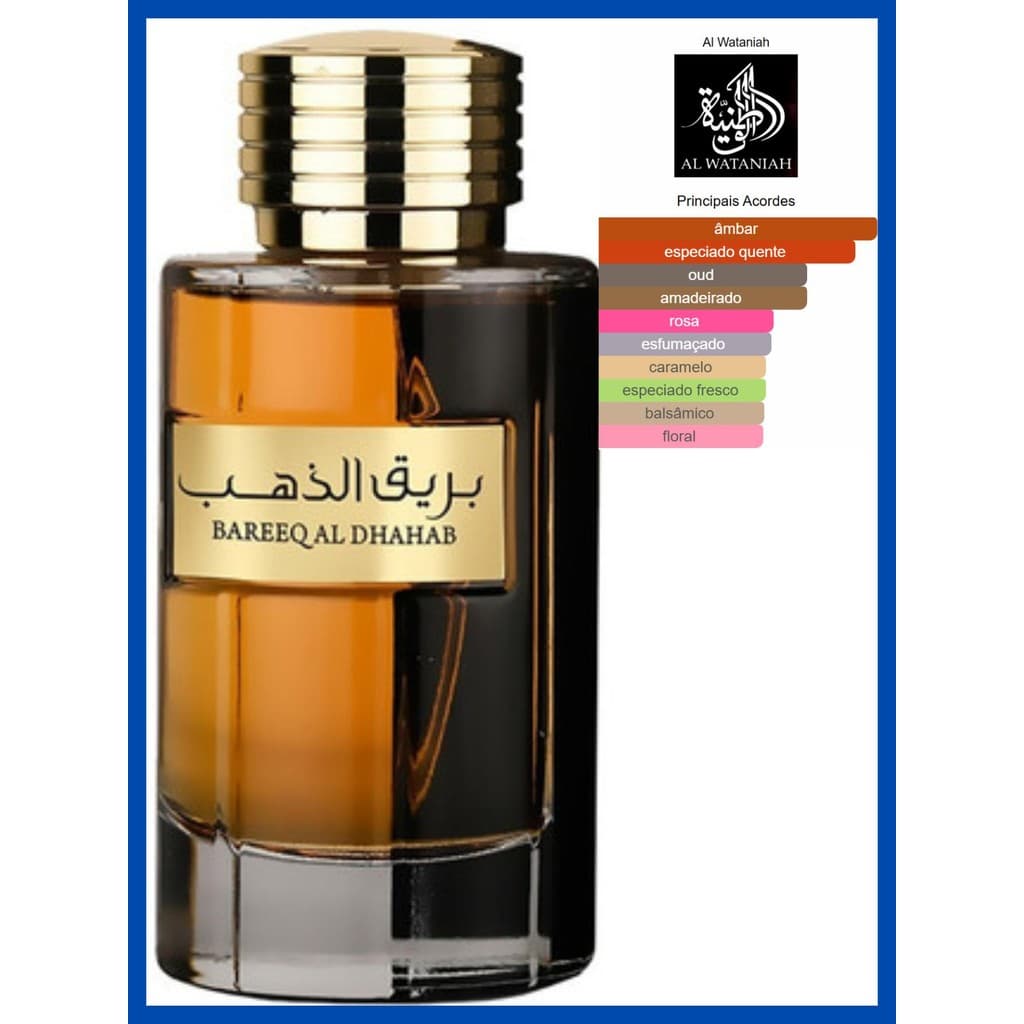 Perfume Árabe Masculino Bareeq Al Dhahab EDP 100ml Al Wataniah, Original, Importado