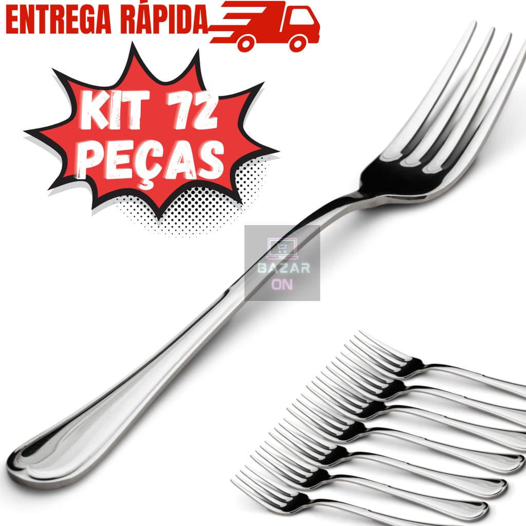 Kit Jogo 72 Garfos Mesa Em Aço Inox Conjunto Para Jantar Almoço Restaurante Hotel Premium Original