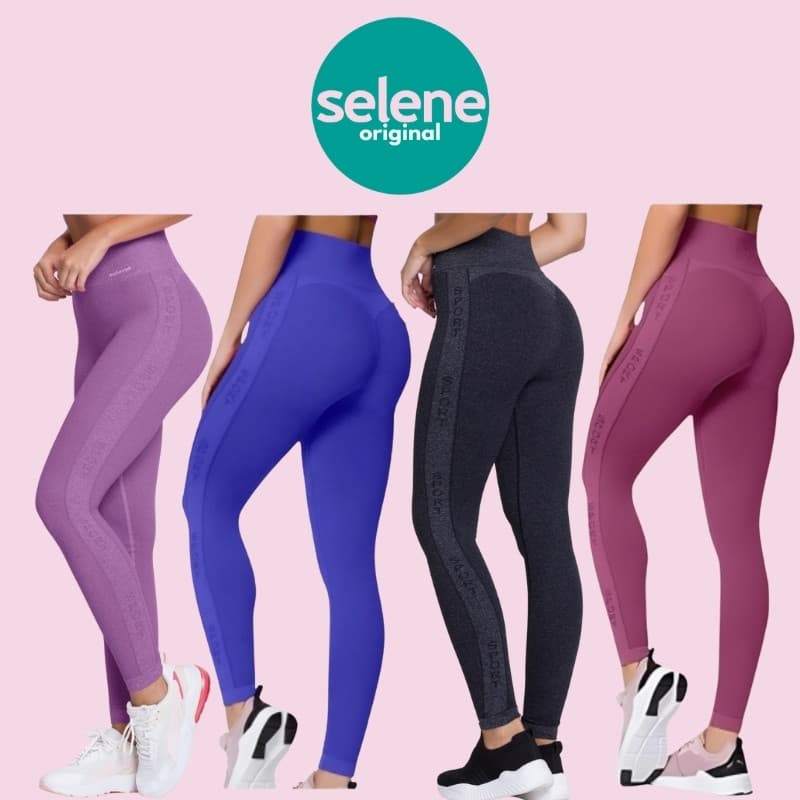 Legging Fitness Sem Costura Cós Alto Levanta Bumbum Selene Feminina