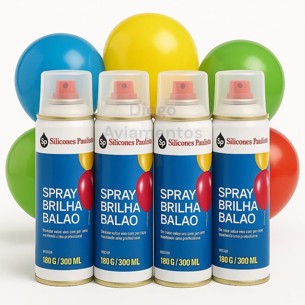 Brilha Balão Spray Bexiga Festa Buffet decoração 300ml Decoração 4 Un
